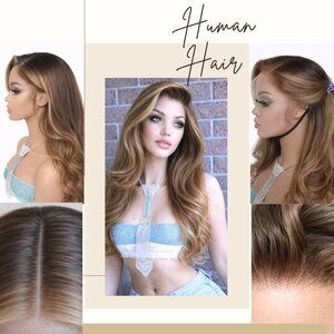 ✨1b/4/30/27 Money Piece Ombre 22 inch Human Hair Lace Wig 13x6 Versatile Look